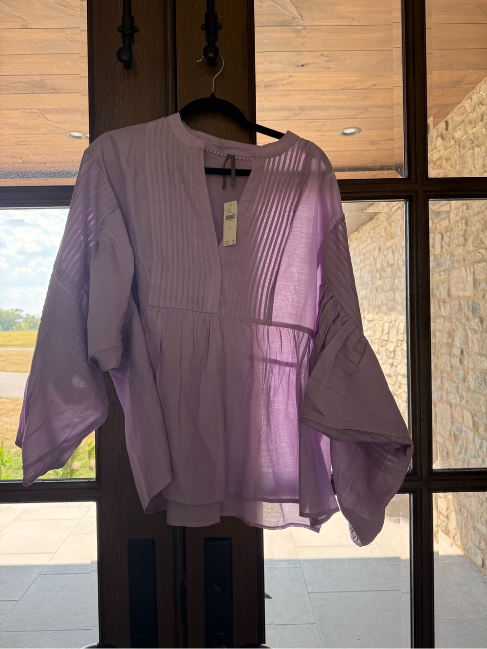 Anthropologie Lavender Pintuck Peasant Blouse